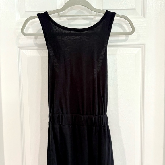 LOFT Solid Black Criss Cross Back Strap Maxi Dress Long Sz MP NWT Cotton Beach - Picture 3 of 13